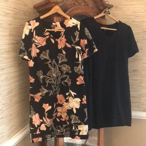 Nicole Miller medium print and small black shift dresses